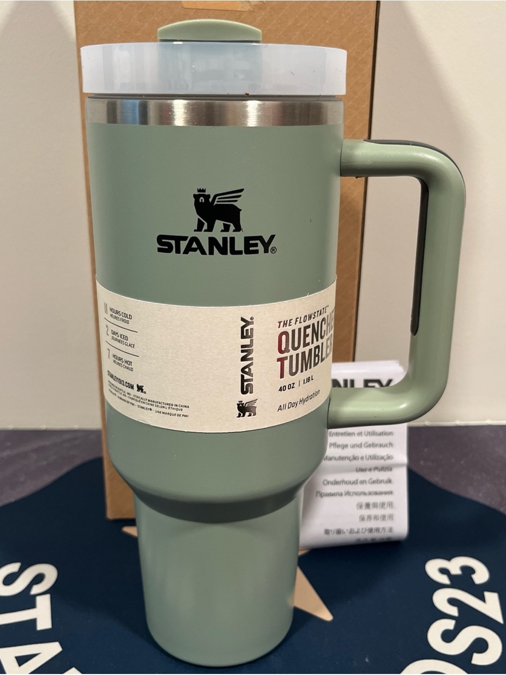 Stanley 40oz (1.18 L) Quencher H2.0 Tumbler - Bay Leaf (Green) Flowstate NWT B3